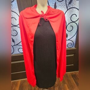 Halloween Vintage Madquerade Red Cape. 45" One Size Fits All.